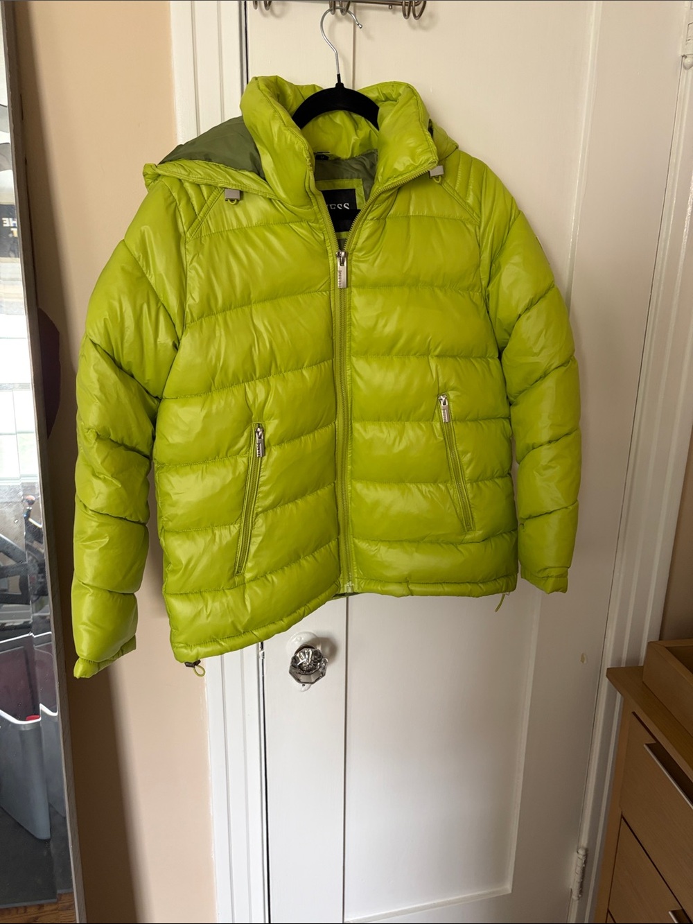 Guess Lime Green Kids Puffer Jacket with Hood